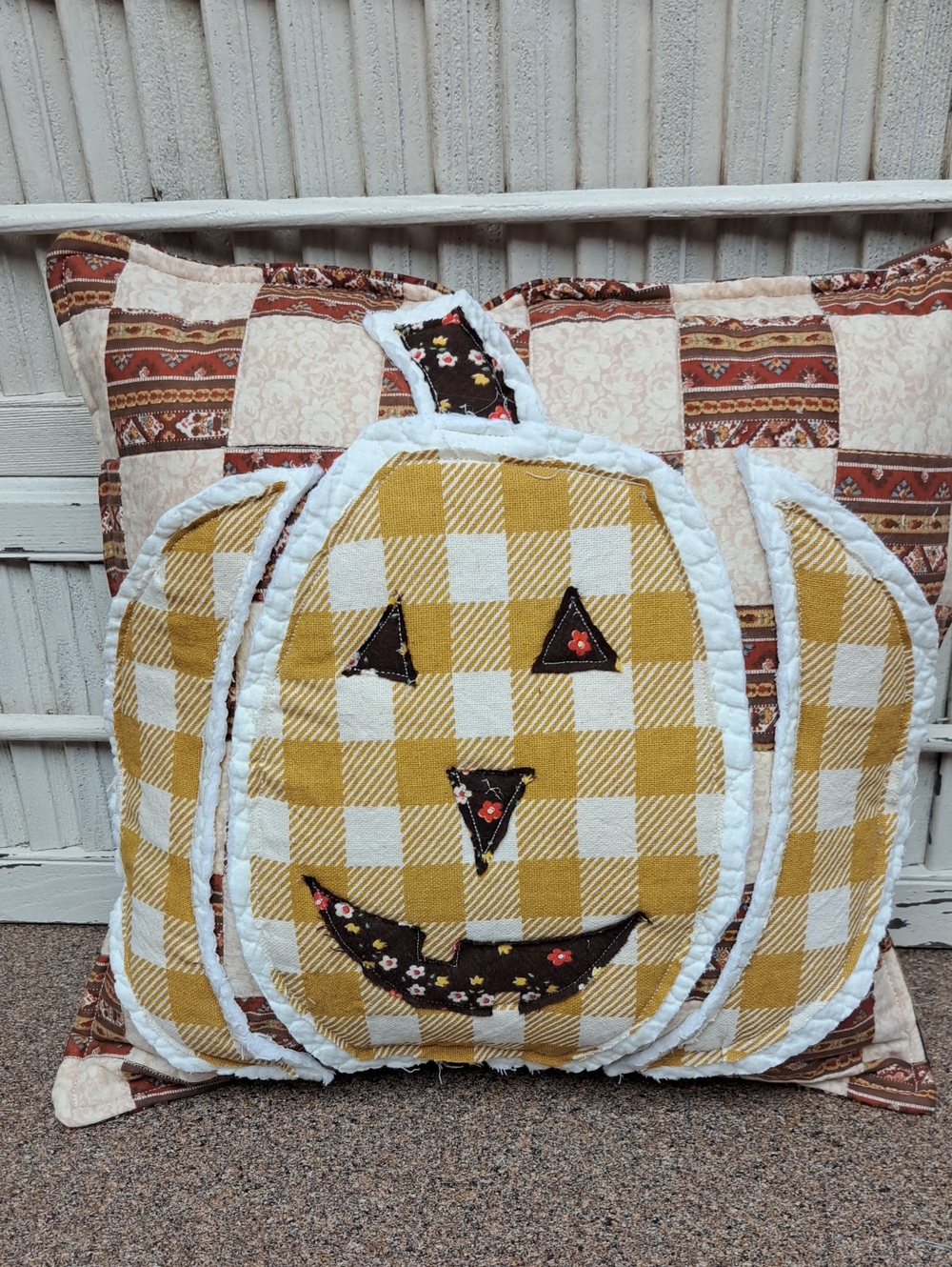 Jack-o'-lantern Quilted Pillow